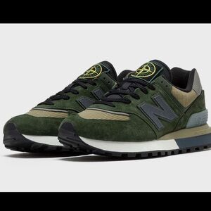 Stone Island x New Balance Men's 574 Olive and Black Sneakers